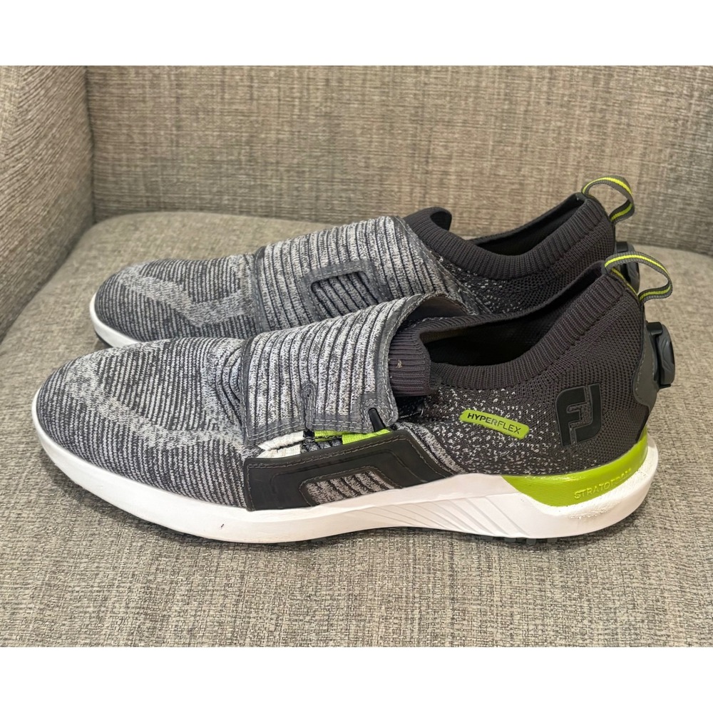 FootJoy HyperFlex BOA Golf Shoes Mens Grey Lime Green Spiked 51083 Sz 11